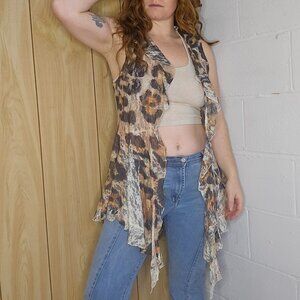 y2k MobWife MotoBoho Y'allternative Animal Print Lace Duster